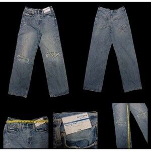 Arizona Jeans Celestial Skater Size 5 Mid Distressed Sun Embellished Wide Leg